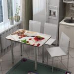 Обеденный стол "Прямоугольник" клубника 1000x600 с фотопечатью-lavemebel